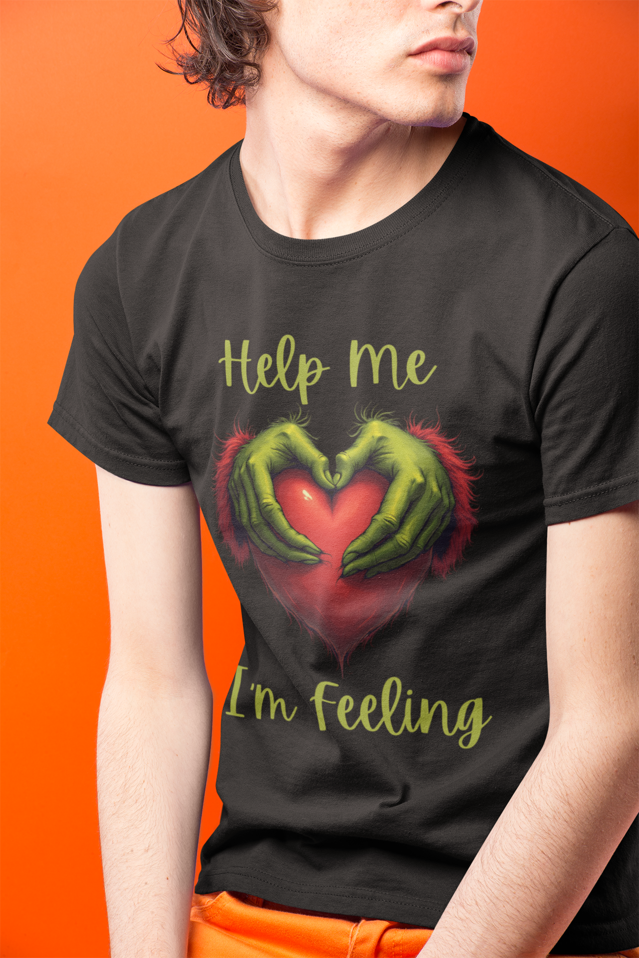 Help Me I'm Feeling Green Guy Men's SS Ring Spun Cotton Tee